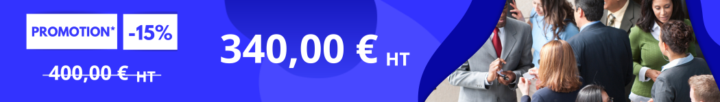 Offre early bird : Profitez de 15% de réduction ! 340€ au lieu de 400€ valable du 1er au 31 octobre 2024